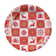 Mgaxud Disposable Painted Paper Plates - Waterproof and Oil Draining, Thickened Sturdy Plant Based Pulp for Christmas Parties - Eco-Friendly Dinnerware